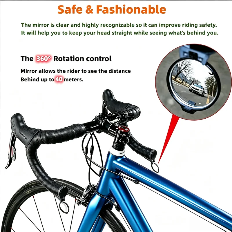 Fahrrad-Rückspiegel, konvex, 1 Stück, Lenkerhalterung, Rückspiegel – Bild 4