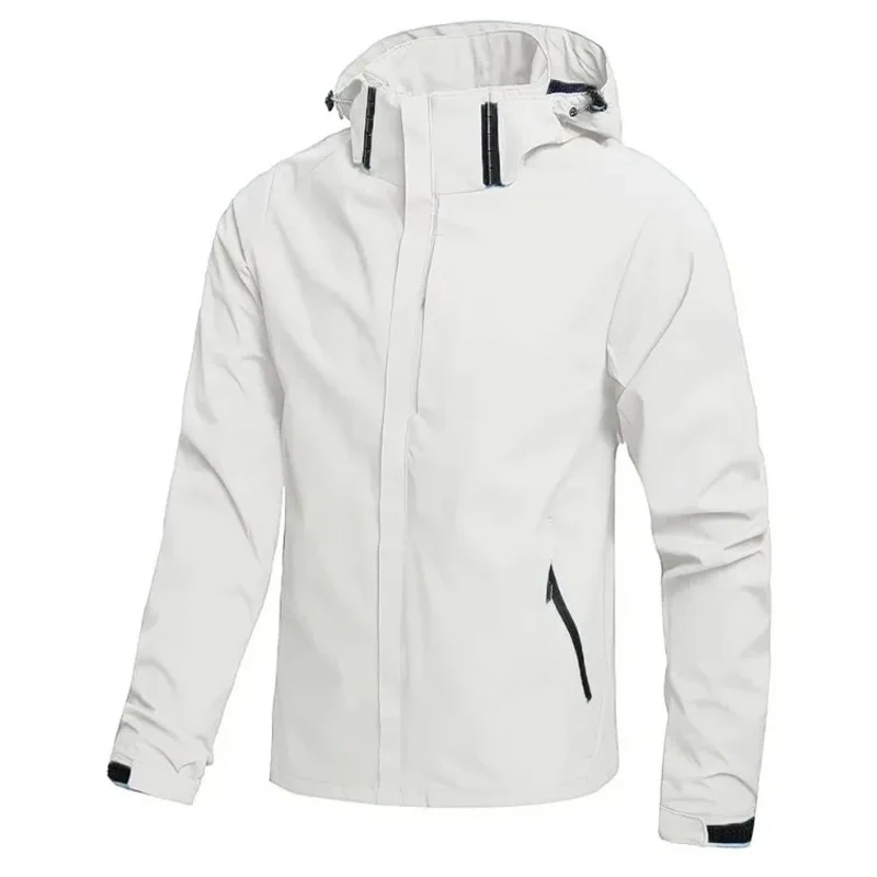 Herren Outdoor Wasserdichte Winddichte Jacke mit Kapuze Leichte – Image 3