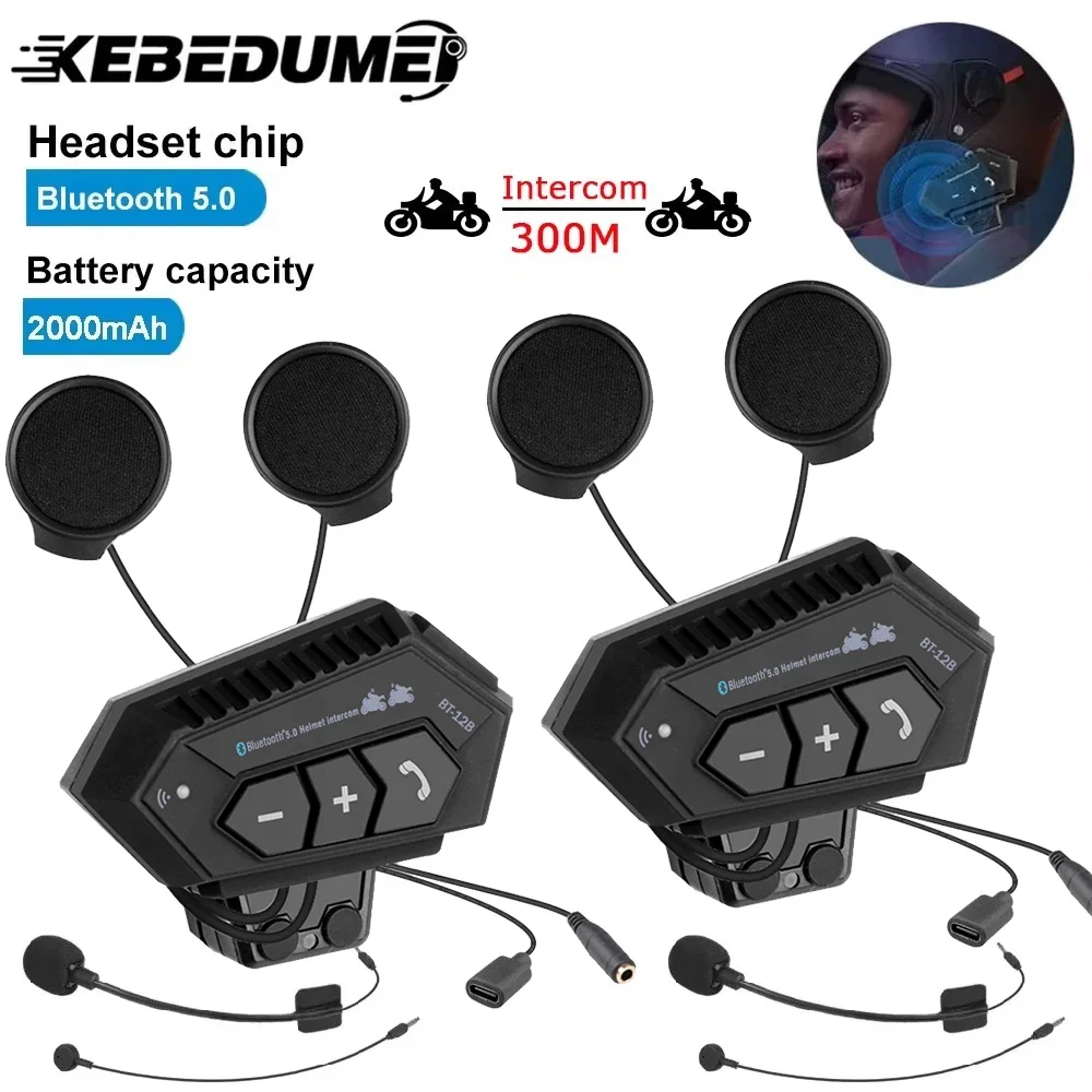 Motorrad Helm Intercom Bluetooth 5,0 CSR Headset 2000mah Batterie Anti-störungen Freisprecheinrichtung