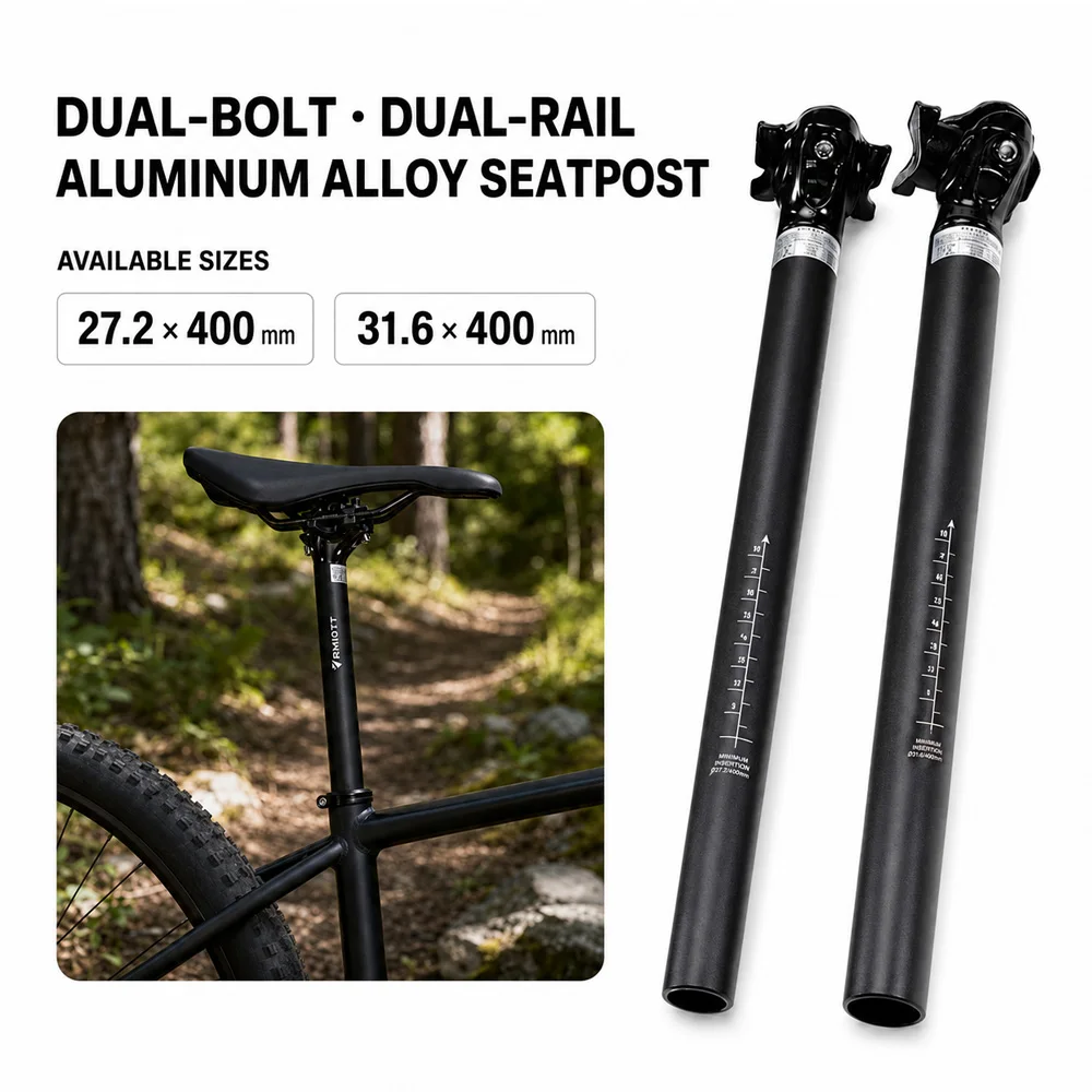 RMIOTT Aluminiumlegierung Fahrradsattelstütze 27,2 31,6 X 400mm Doppelbolzen Verstellbare Sattelstütze für MTB