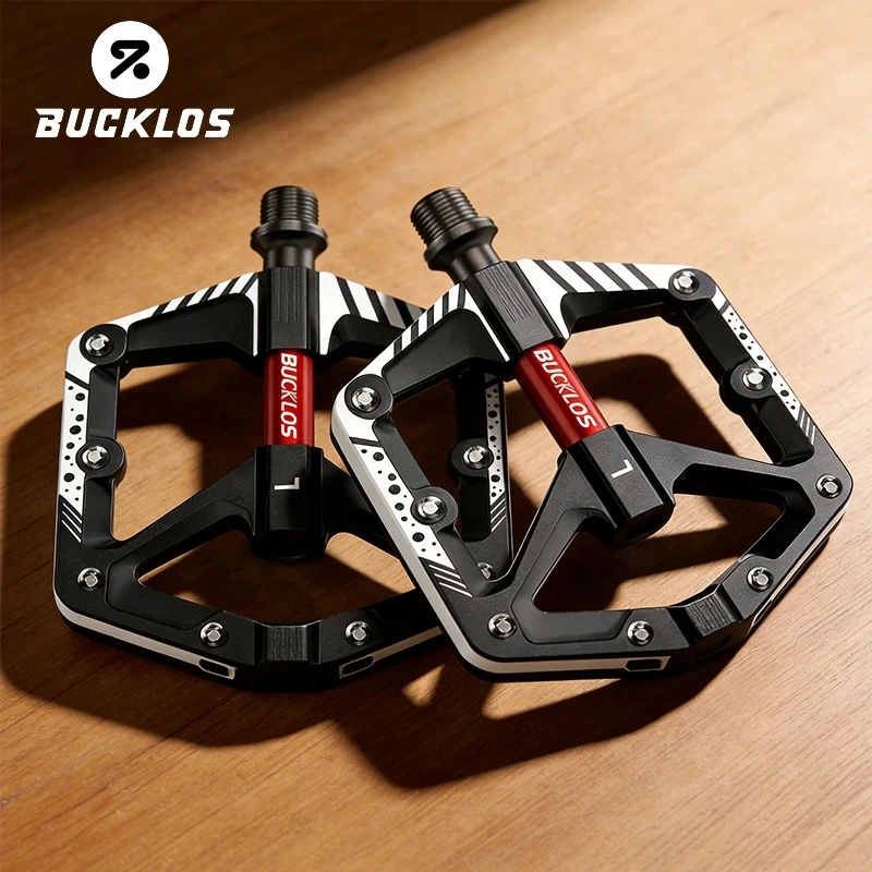 BUCKLOS Mountainbike-Pedale MTB Rutschfeste Plattformpedale mit Reflektoren DU-Lager 9/16" Pedal