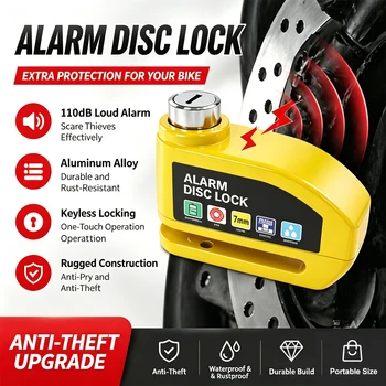 Motorrad-Bremsscheibenschloss mit Alarm, Sicherheits-Motorrad-Radscheiben-Schloss, Wasserdicht, 110dB Laut