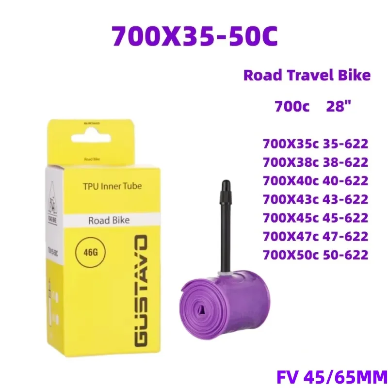 GUSTAVO TPU Rennrad-Schlauch 700c X 35-50c Fahrradschlauch 45/65mm Länge Französisches Ventil
