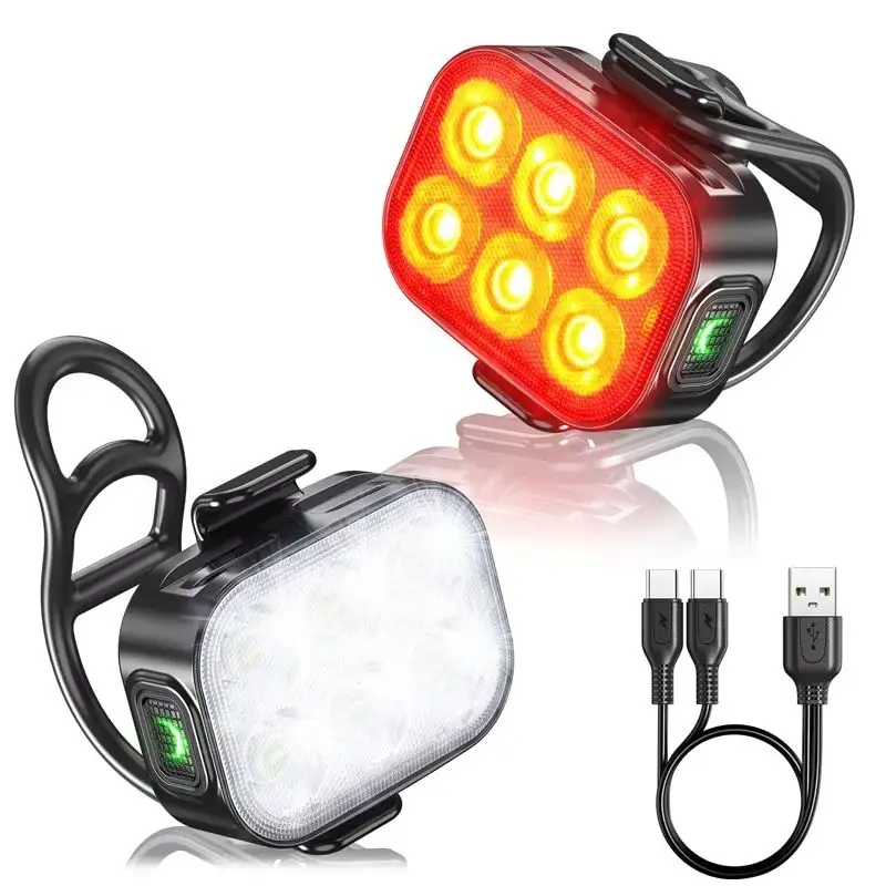Fahrradlicht-Set, USB wiederaufladbar, für Mountainbike, Rennrad, vorne und hinten, Helm, Sicherheitslichter