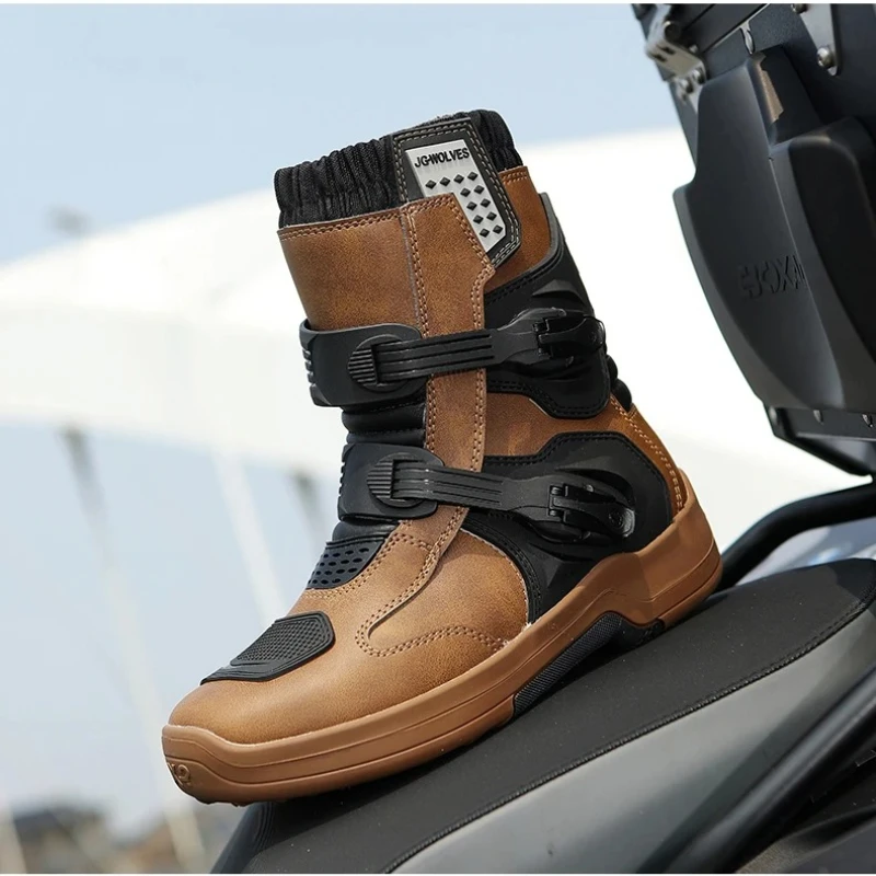 Herren Motorradstiefel Wasserdichte Lederstiefel für Motocross – Image 6