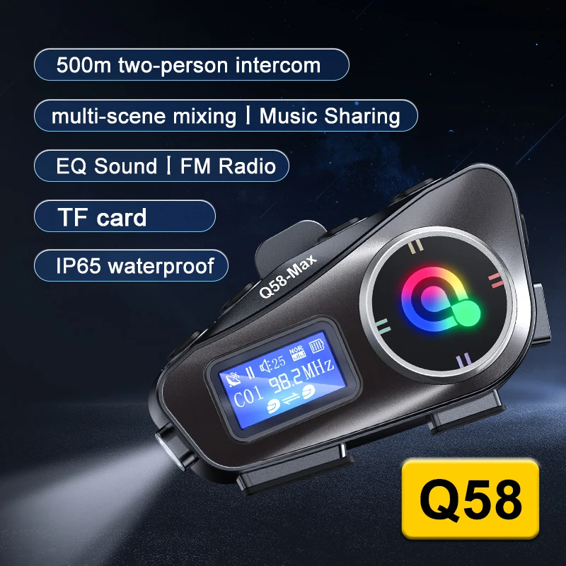 Bluetooth 5,3 Motorrad Helm Headset Intercom LCD-Display 500m Inter phone IP65 wasserdichte Intercom