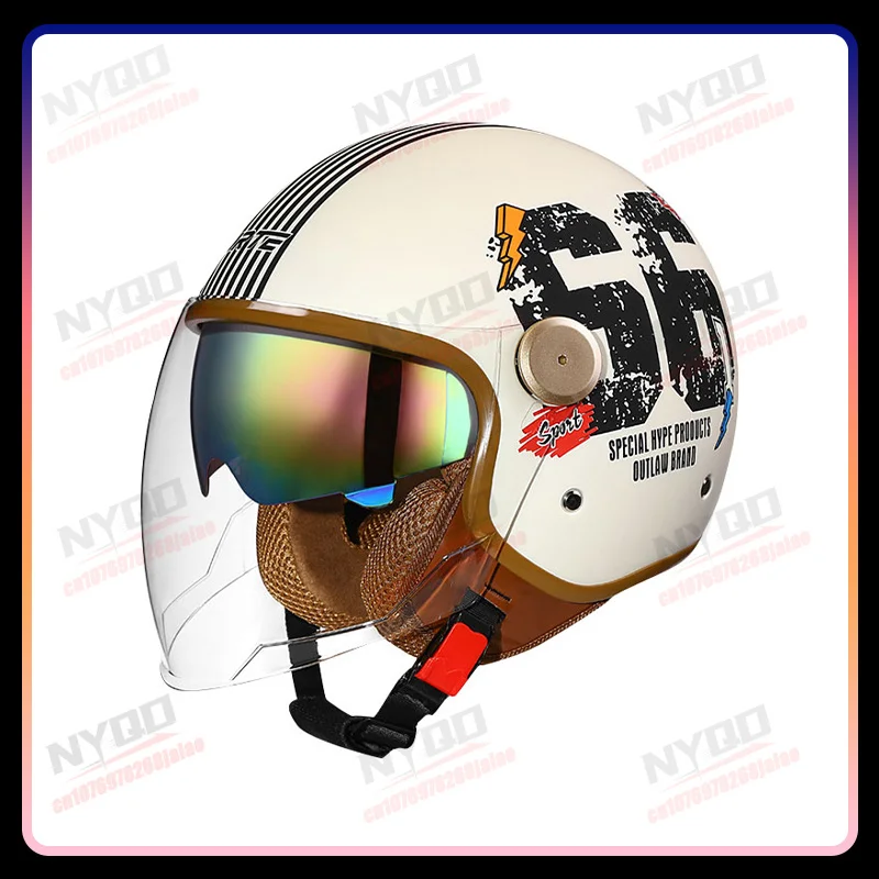 Motorrad-Fahrhelm Retro Halboffener Unisex Vier-Jahreszeiten DOT ECE – Bild 3