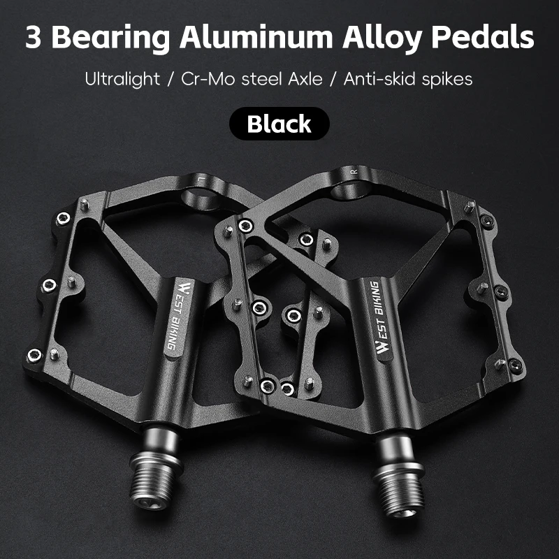 WEST BIKING Fahrradpedale aus Aluminiumlegierung, MTB, Rennrad, rutschfest, ultraleicht, versiegelt, 3-Lager