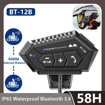 BT12B 2 Stück Motorradhelm-Intercom-Headset 500M 1000mAh Wasserdichtes Stereo Bluetooth Kabelloses