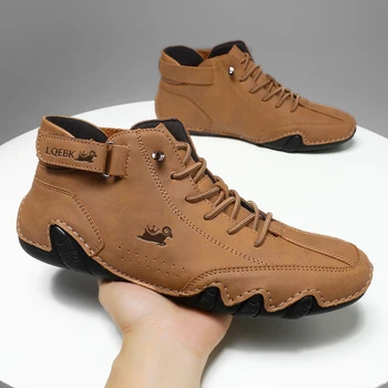 Lederschuhe für Herren, lässige Turnschuhe, 2025, wasserdichte Motorrad-Stiefeletten, italienische Marke