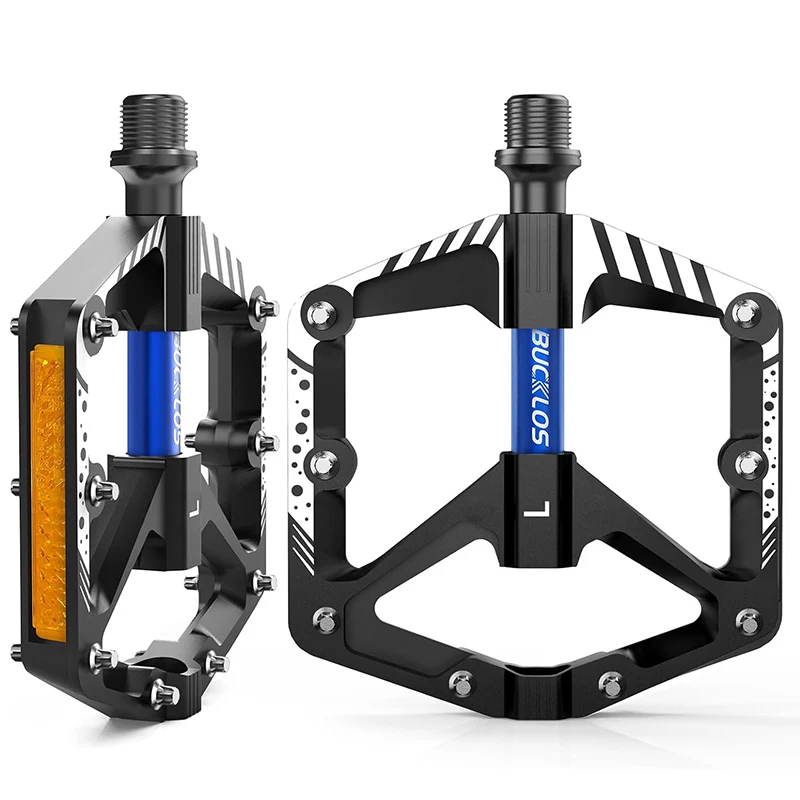 BUCKLOS Mountainbike-Pedale MTB Rutschfeste Plattformpedale mit Reflektoren DU-Lager 9/16" Pedal