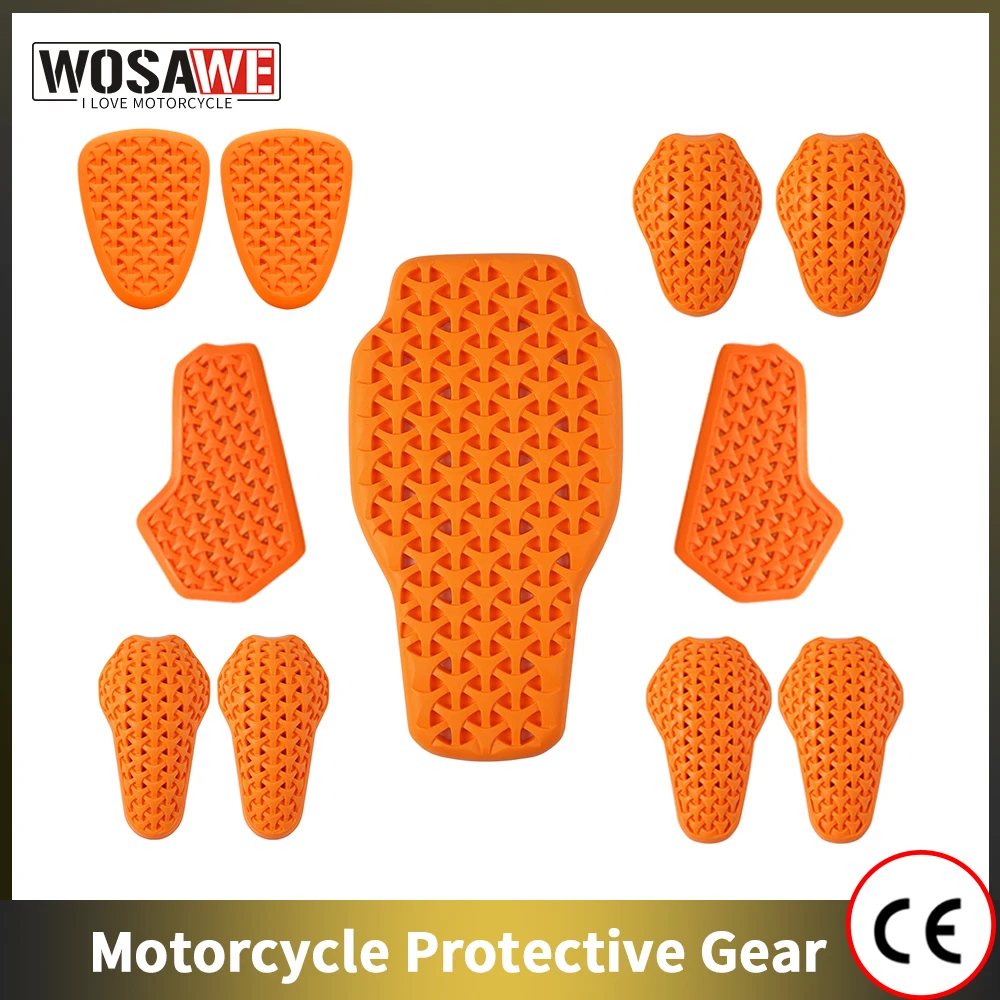 WOSAWE CE-zertifizierte Motorrad-Rüstungsjacke, Einsatzschutz, universelle Rückenpolster, Brust, Ellenbogen