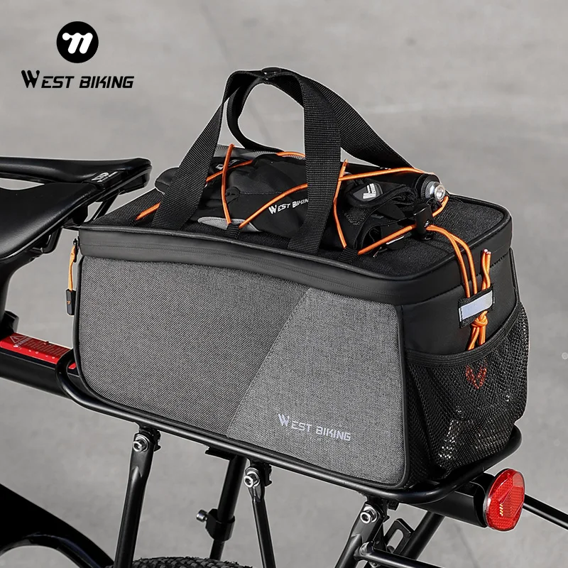 WEST BIKING 6L Robuste Fahrrad-Gepäckträgertasche mit Mehrfach-Taschen, Netzstoff und Elastischem Gurt
