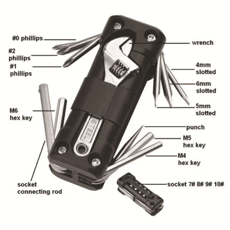 Motorrad-Multifunktionswerkzeug-Set, Multitool-Reifenreparatur-Set mit Schraubendreher, Kettenwerkzeug