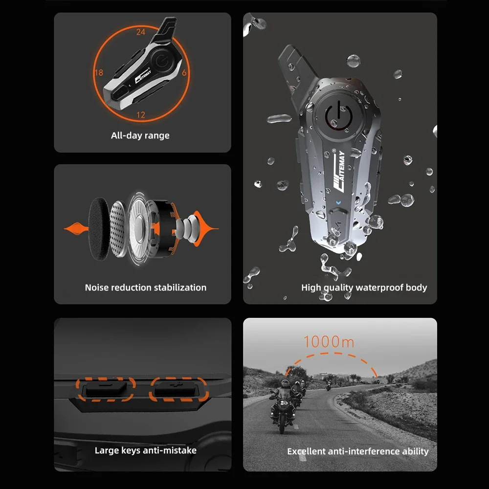 Bluetooth Intercom Motorradhelm Bluetooth-Headset für 2 Fahrer – Bild 6