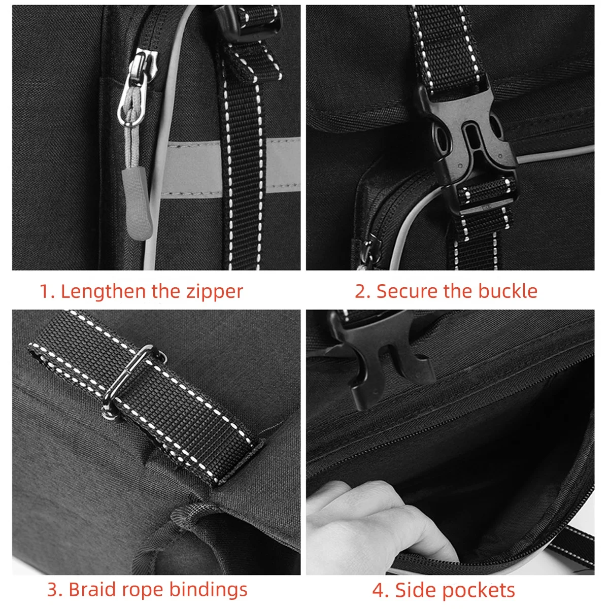 Motorrad-Fahrradtasche 2-in-1 Gepäcktasche für den Rücksitz – Bild 5