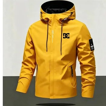 Herren-Fahrradjacke, wasserdicht, leicht, mit Kapuze, bedruckt, urbaner Windbreaker, zum Wandern, lässig