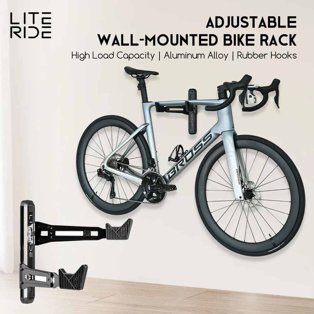 LITERIDE Fahrrad-Wandhalterung, horizontal, MTB, Rennrad, Aufhänger, Haken, Halter für Garage