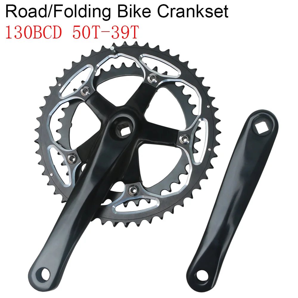 130 BCD 50T 39T Alloy BMX Chainring Chainwheel Folding Bicycle Crank Set Double Sprockets Square Hole Road