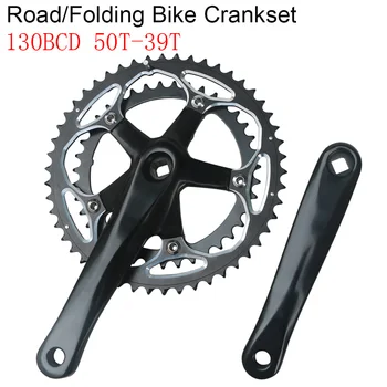 130 BCD 50T 39T Alloy BMX Chainring Chainwheel Folding Bicycle Crank Set Double Sprockets Square Hole Road