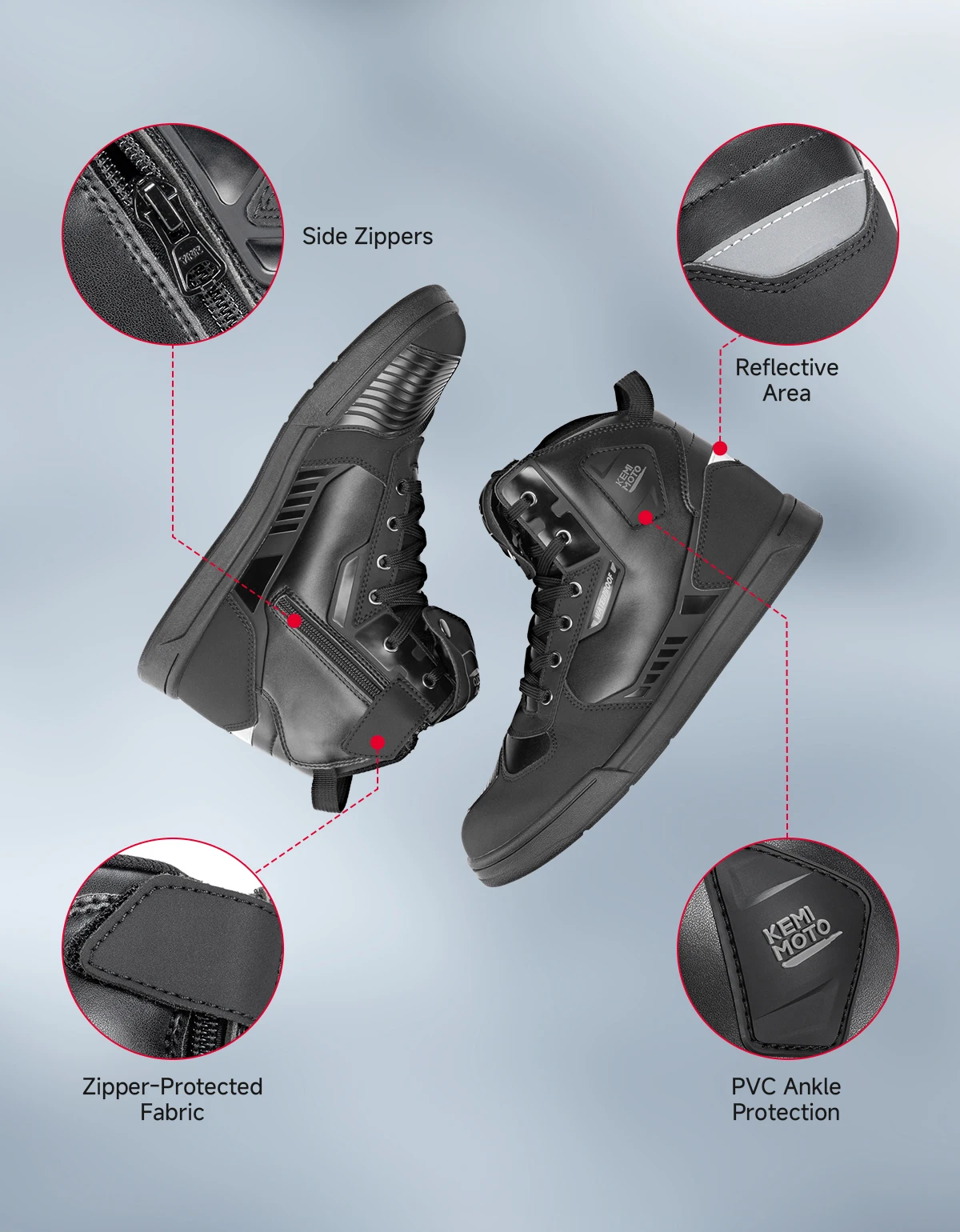 Wasserdichte Motorradschuhe für Herren, Schuhe mit flacher Sohle – Image 4