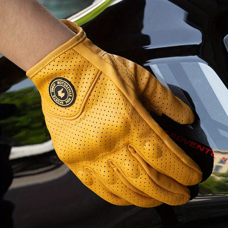 Motorradhandschuhe, winddicht und wasserdicht, Leder – Bild 3