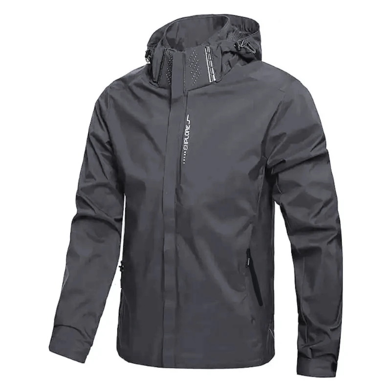 Herren Outdoor Wasserdichte Winddichte Jacke mit Kapuze Leichte Fahrrad- und Wanderjacke Langlebige