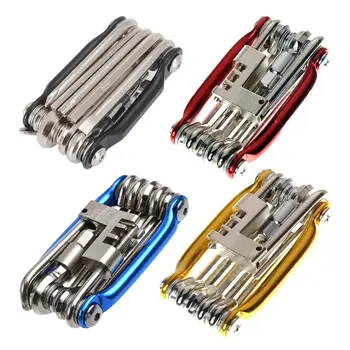 11-in-1 Fahrrad-Reparatur-Werkzeug-Set, Mountainbike-Schraubenschlüssel, Schraubendreher, Kette