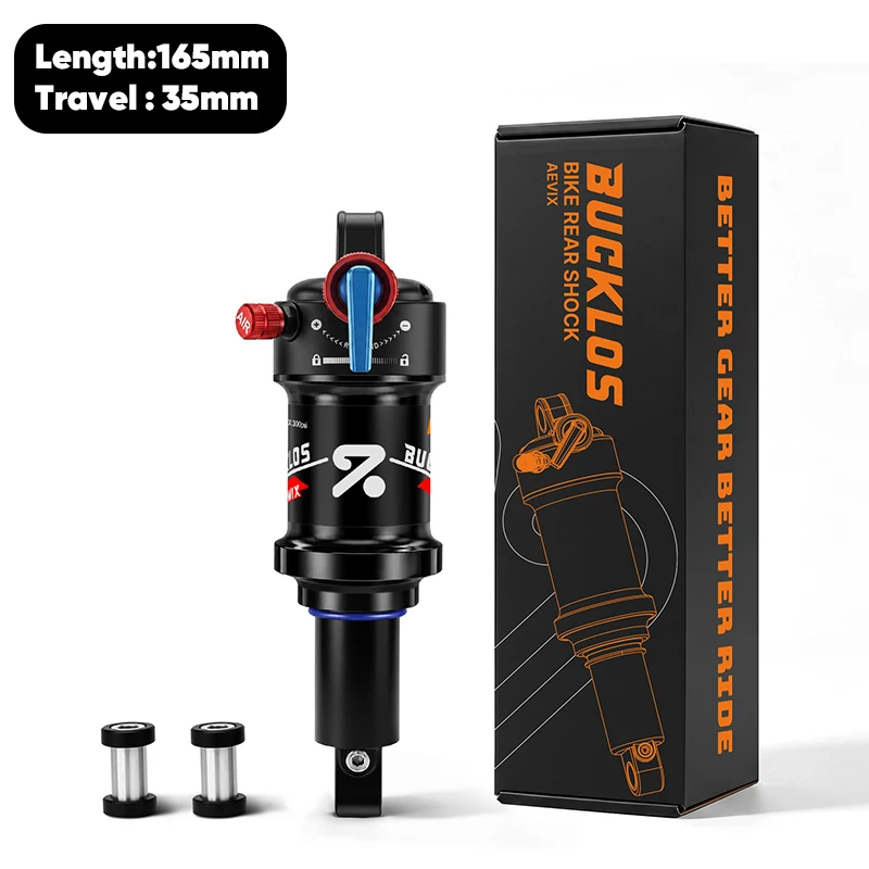 BUCKLOS Fahrrad-Luftfederung hinten 165/190/210mm Mountainbike-Luftfederung MTB-Stoßdämpfer 165L*35mm