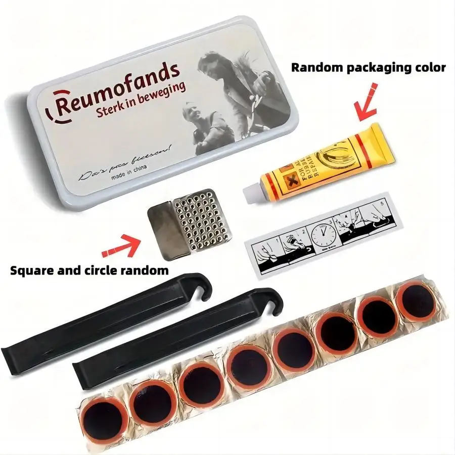 Tragbare Fahrradreifen-Reparatursets mit Reifenhebern, Gummipflaster für Fahrradschläuche, Reparaturwerkzeug