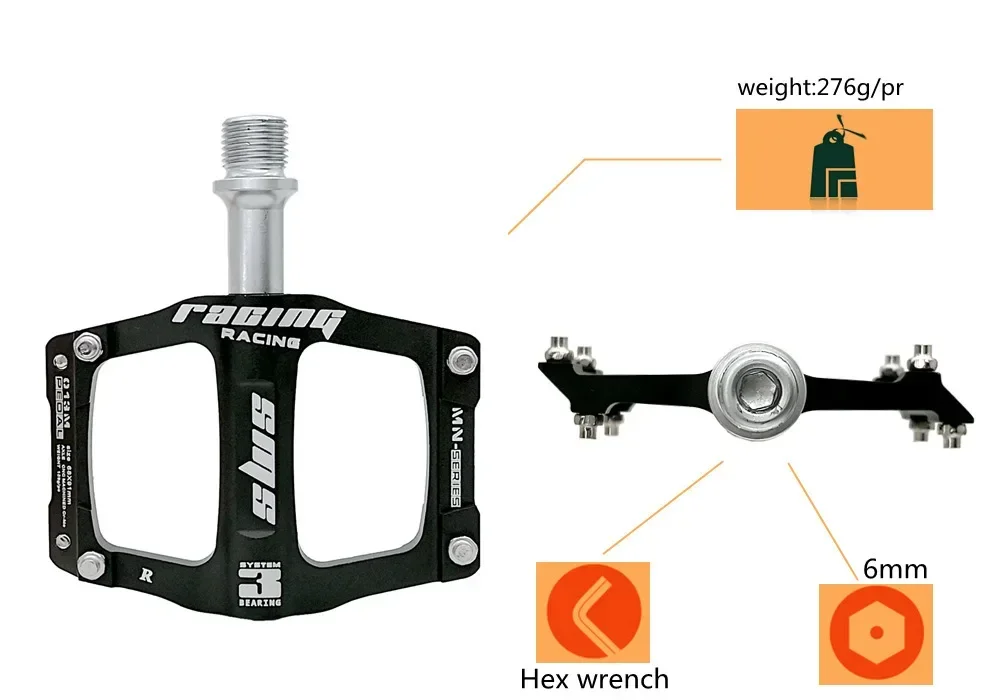 1 Paar ultraleichte CNC-Aluminiumpedale für MTB - 3 Lager, rutschfeste – Image 3