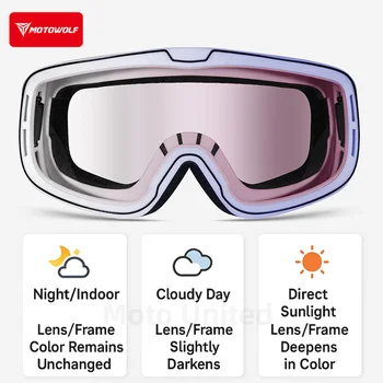 Motowolf Photochrome Motorradbrille, UV-Schutz, winddicht, staubdicht, für Motocross, MTB, Off-Road-Reiten