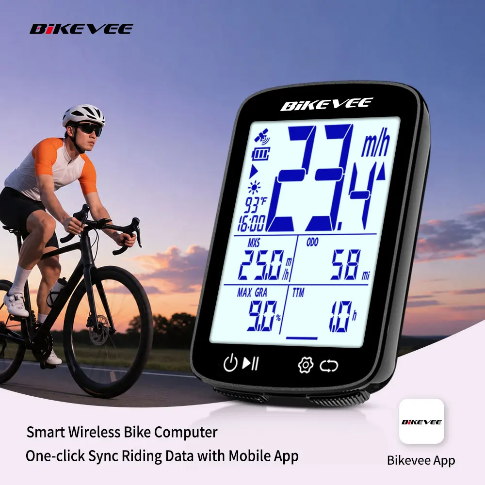 2,4" Professioneller kabelloser Bluetooth-Fahrradcomputer MPH KM/H – Image 2
