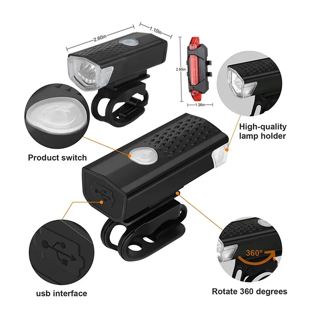 Fahrrad Licht Set Fahrrad Scheinwerfer Rücklicht USB Aufladbare MTB – Bild 4