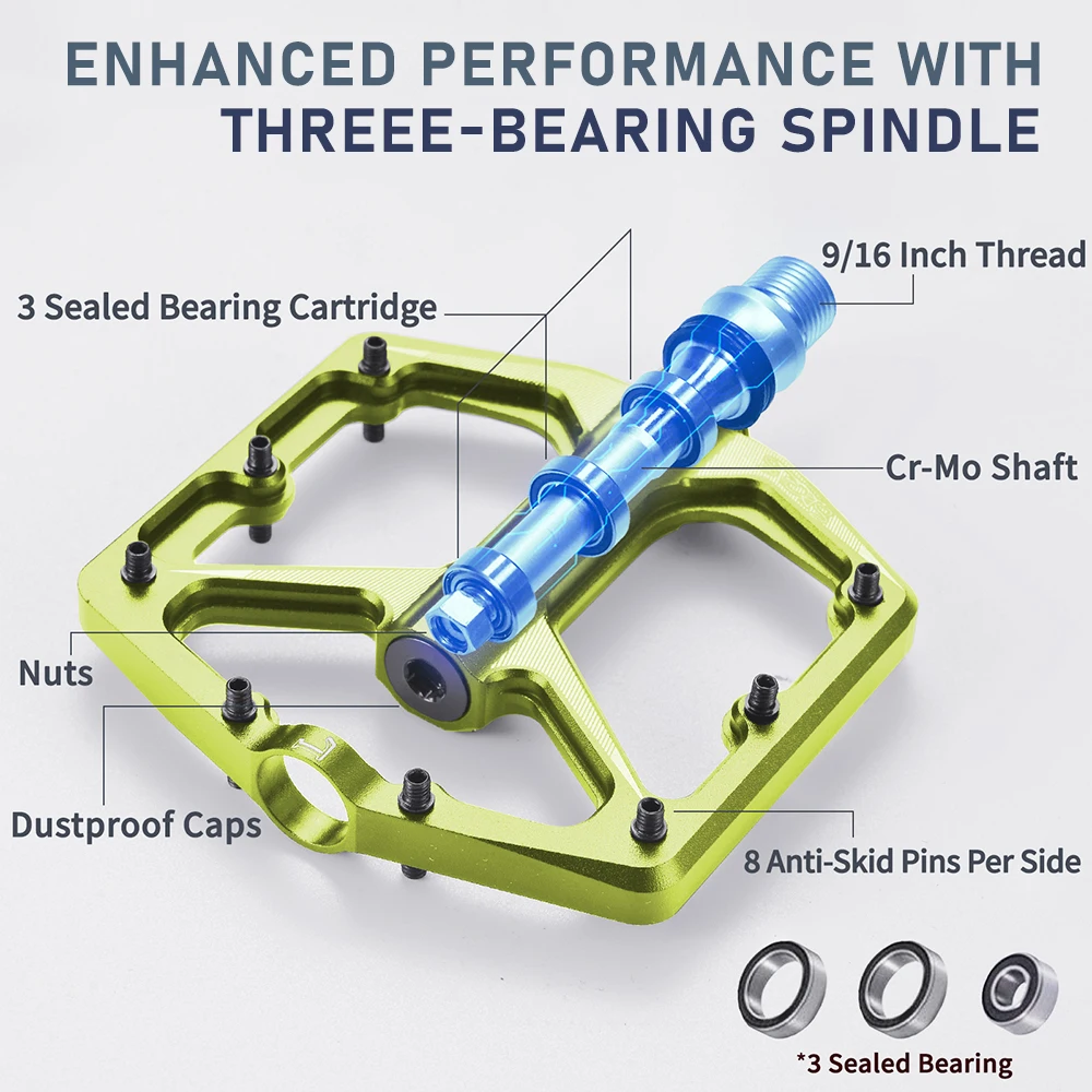 SRUOEC MTB- und Rennrad-Pedale, flache Pedale aus Aluminiumlegierung – Immagine 3