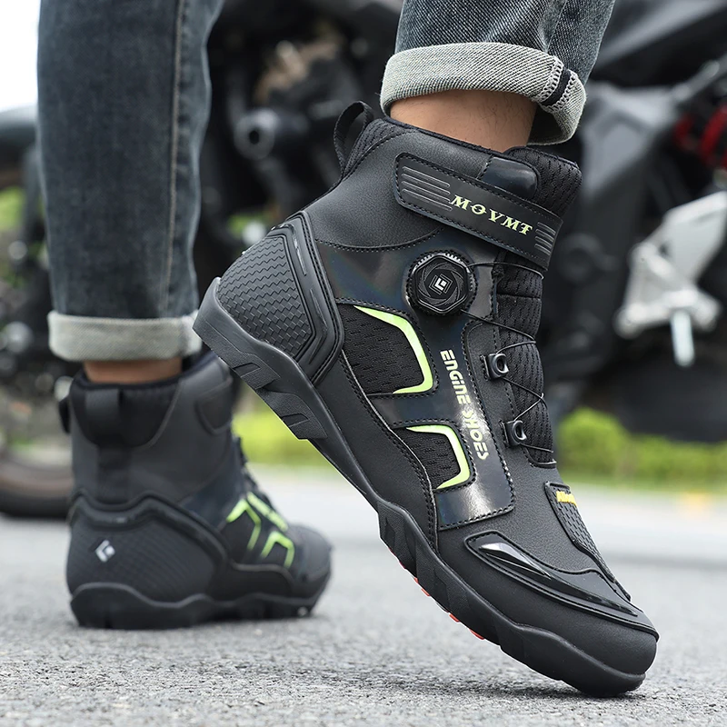 Motorrad Stiefel Männer Leder Motos Atmungsaktive Anti Rutsch – Image 6