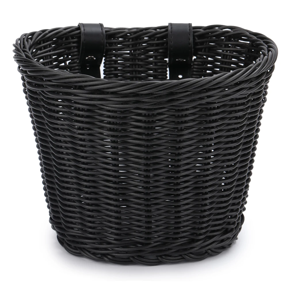 Kinder Fahrradkorb + Glocke + Quaste + Aufkleber Set Kinder Vorderlenker Rattan Handgewebter Fahrradkorb