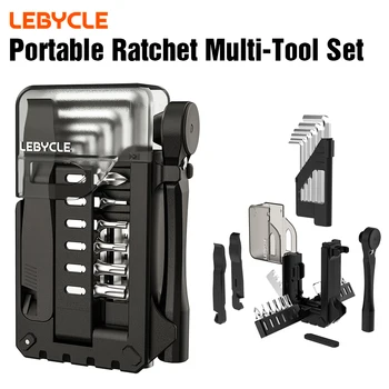 LEBYCLE Fahrrad-Multitool-Set, Ratschenschlüssel, 12-in-1, magnetischer Schraubendreher, Inbusschlüssel-Set