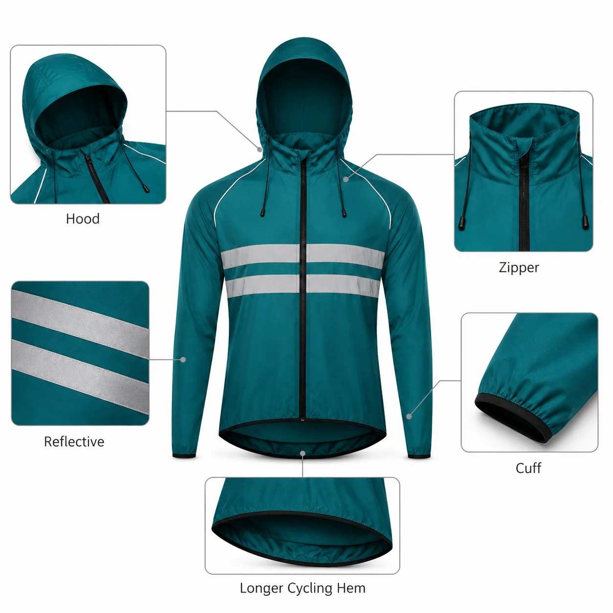 Leichte Fahrrad-Windjacke für Herren und Damen, Wasserdichte – Image 5