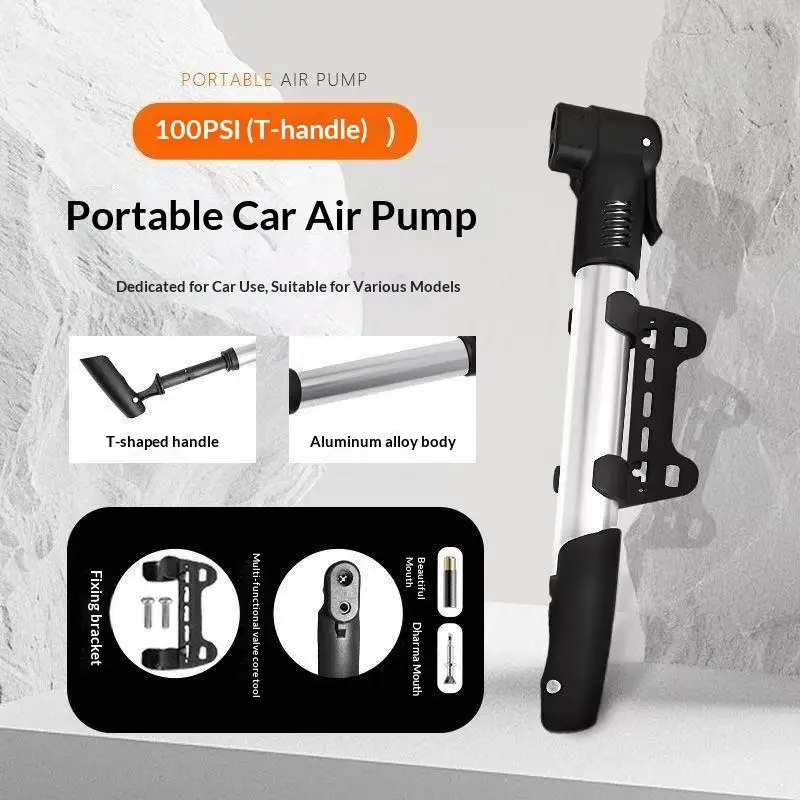 Tragbare Mini-Fahrradpumpe mit Halterung Handpumpe für Mountainbikes – Bild 4