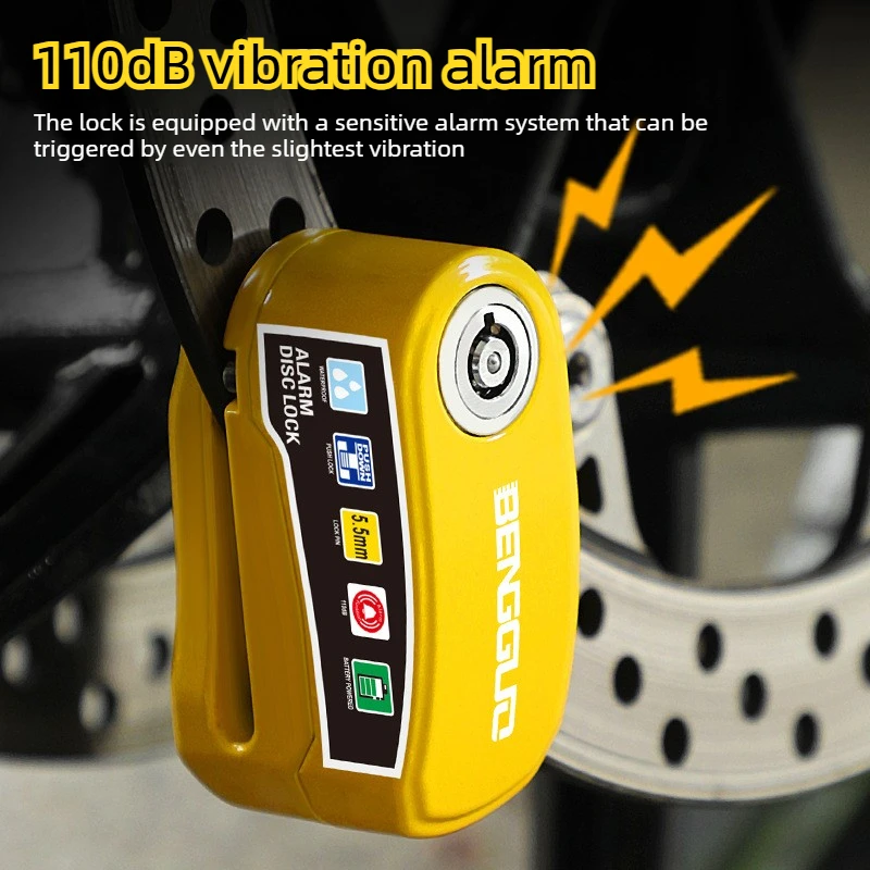 Alarm-Bremsscheibenschloss, Diebstahlschutz, 110 dB, wasserdicht – Image 3