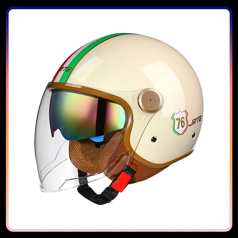 DOT ECE Open Face Helme Jet Moto Helm Dual Objektiv Retro Semi-open – Bild 4