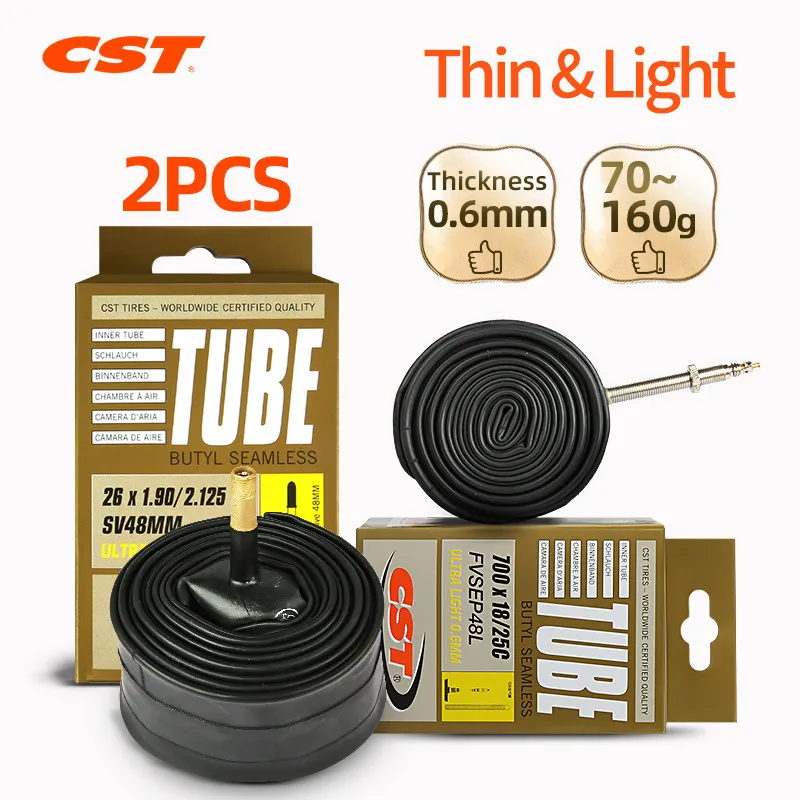 CST Fahrrad Ultra-Licht Innenrohr 26/27.5/29/700c Für MTB Rennrad Reifen butyl Gummi Wettbewerb (2 Stück)