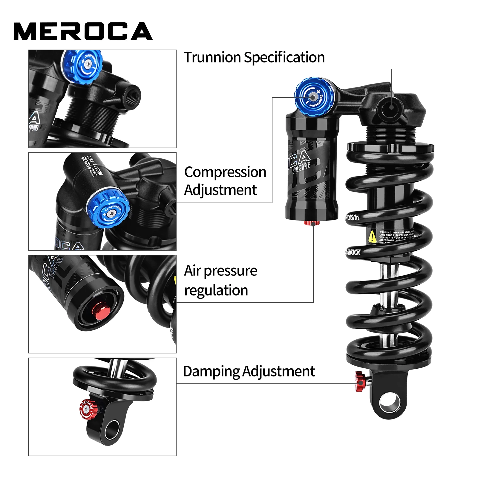 MEROCA RCT3 Fahrrad-Trunnion-Mount Hinterer Stoßdämpfer 185/205mm – Image 3