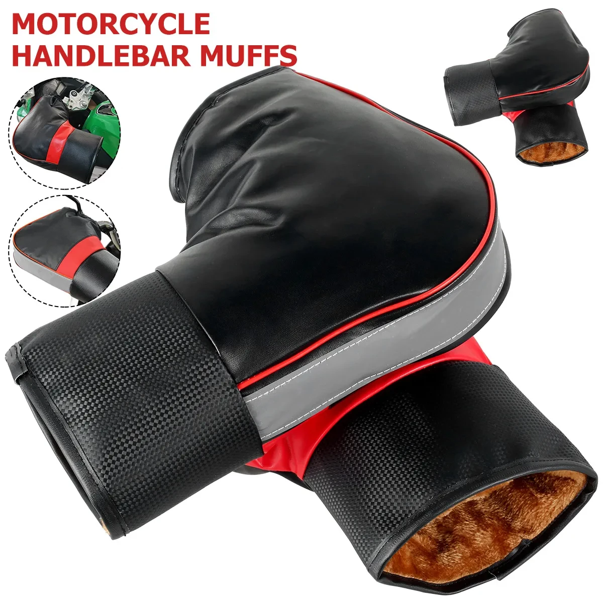 1 Paar Winter-Motorrad-Lenkerhandschuhe, dicke, warme, regenfeste Schutzhandschuhe für Scooter, Lenkerwärmer