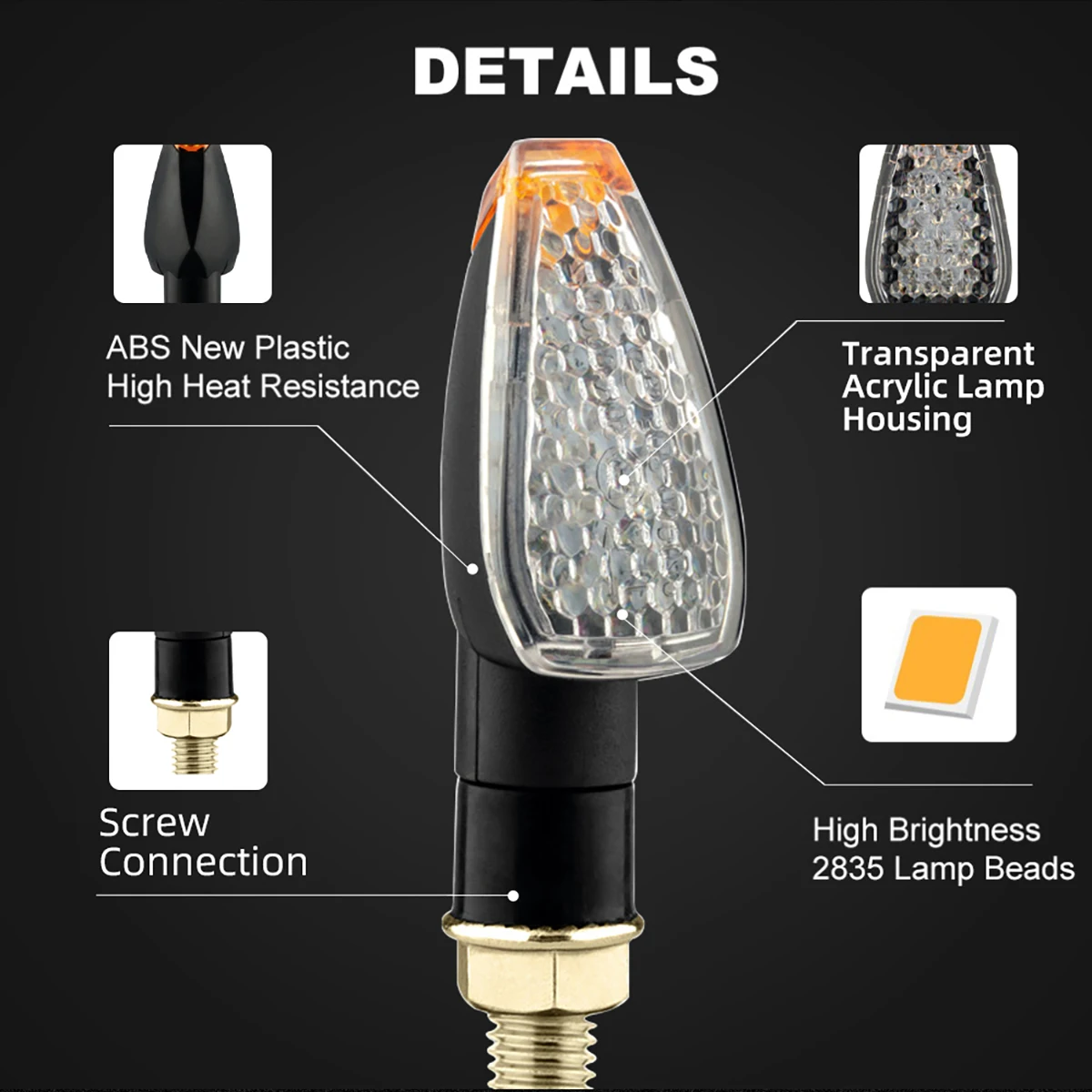 Universal LED Motorrad Blinker 12V wasserdicht Bernstein Blinker – Bild 4