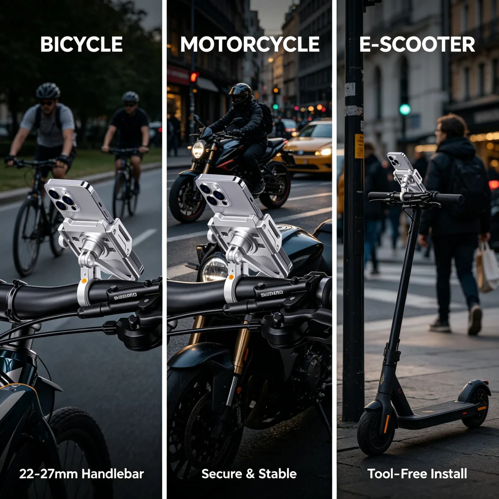Fahrradlenker-Handyhalterung, Aluminium-Handyhalter für Motorrad – Image 5