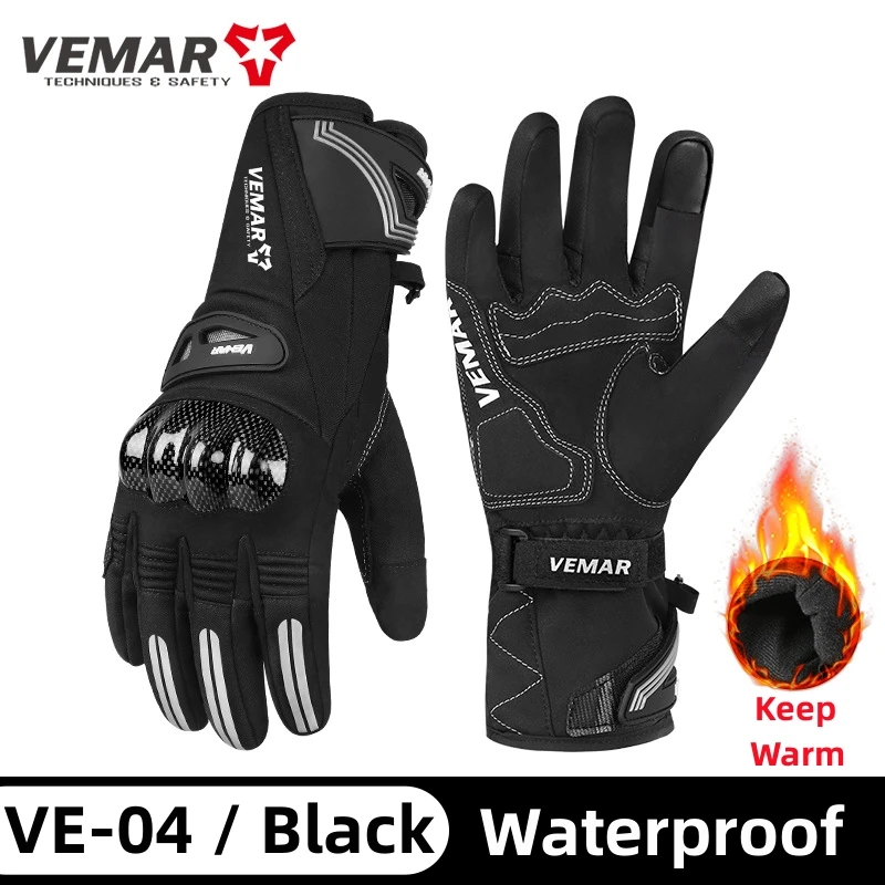 Winter-Motorradhandschuhe aus Kohlefaser, wasserdicht, warm – Bild 3