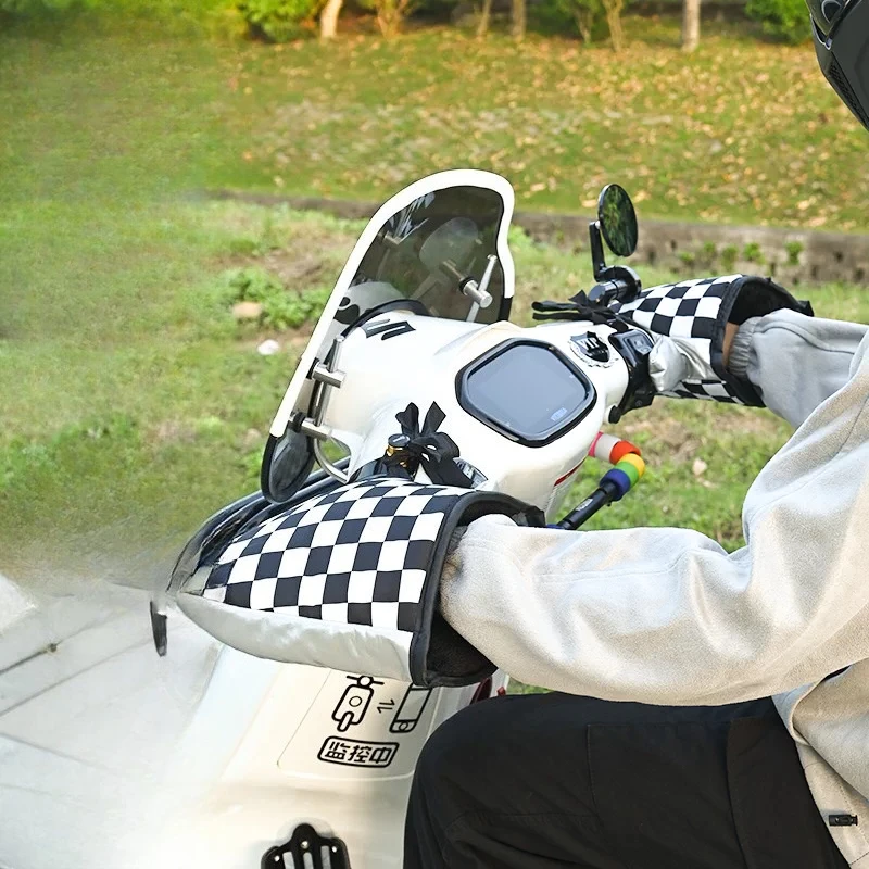 Motorradhandschuhe Winter Warm Wasserdicht Griffhandschuhe – Immagine 3