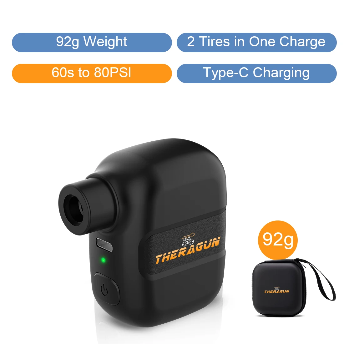 Tragbare Mini-Fahrradpumpe, wiederaufladbarer elektrischer Luftpumpe, 100 PSI, 5 V Typ C, Fahrradzubehör